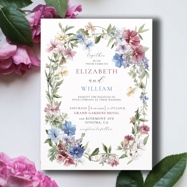 Invitación Elegante Boda de Wreath del Boho de Flor Silvestre (Subido por el creador)