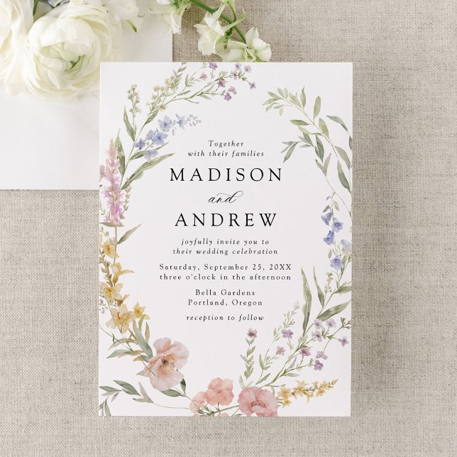 Invitación Elegante Boda de Wreath Floral Romántico (Subido por el creador)