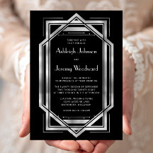 Elegante Boda Deco Vintage 1920 Negro Plata