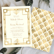 Elegante Boda Deco Vintage Años 1920 Marfil Dorado