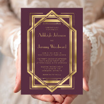 Elegante Boda Deco Vintage Burgundy Oro Años 20