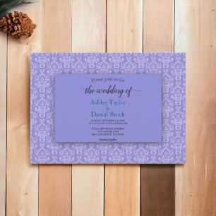 Invitación Elegante Boda decorativo de la Marina Azul Damasco