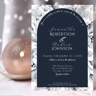 Invitación Elegante Boda del Arco Botánico Azul de la Marina