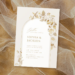 Invitación Elegante Boda del Arco Botánico Floral de Oro
