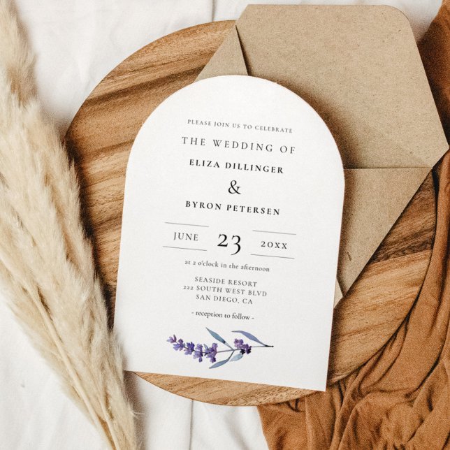 Invitación Elegante Boda del Arco de Lavanda Floral (Subido por el creador)