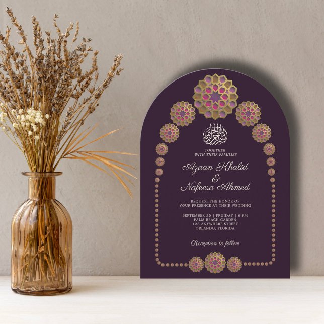 Invitación Elegante Boda del arco de patrón islámico floral (Subido por el creador)