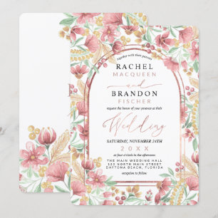 Invitación Elegante Boda del arco floral amarillo amarillo do