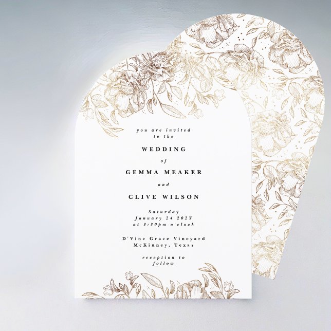 Invitación Elegante Boda del Arco Floral de Oro (Subido por el creador)