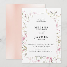 Invitación Elegante Boda del arco floral salvaje rosado