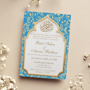 Invitación Elegante Boda del arco islámico azul claro