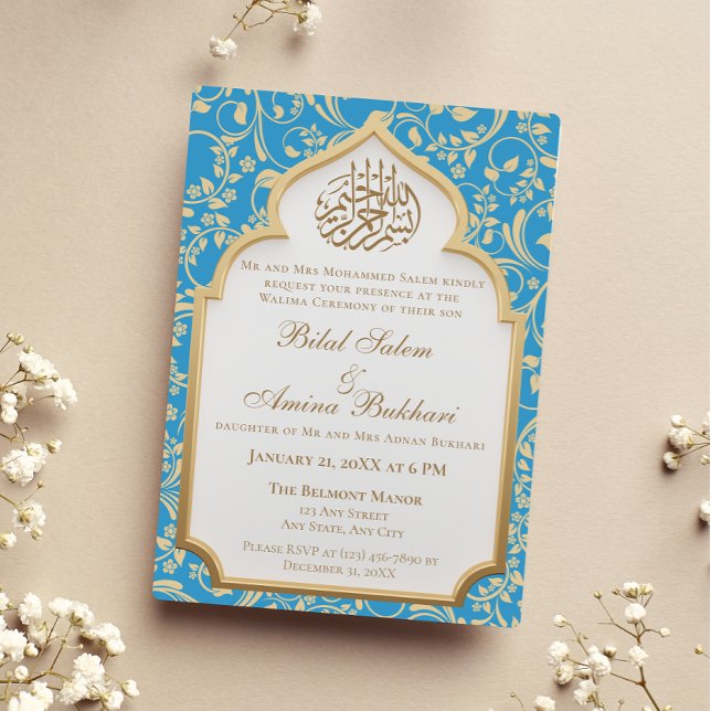Invitación Elegante Boda del arco islámico azul claro (Subido por el creador)