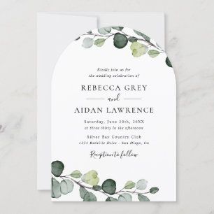 Invitación Elegante Boda del Arco Rústico Eucalyptus Greenery