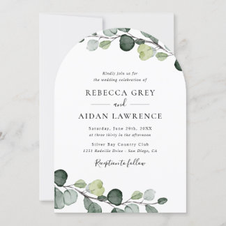 Invitación Elegante Boda del Arco Rústico Eucalyptus Greenery