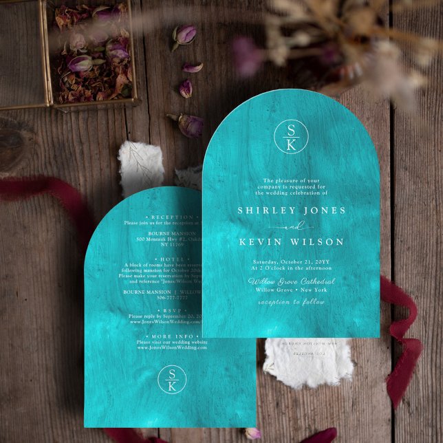 Invitación Elegante Boda del Arco Turquesa Turquesa de Agua V (Subido por el creador)