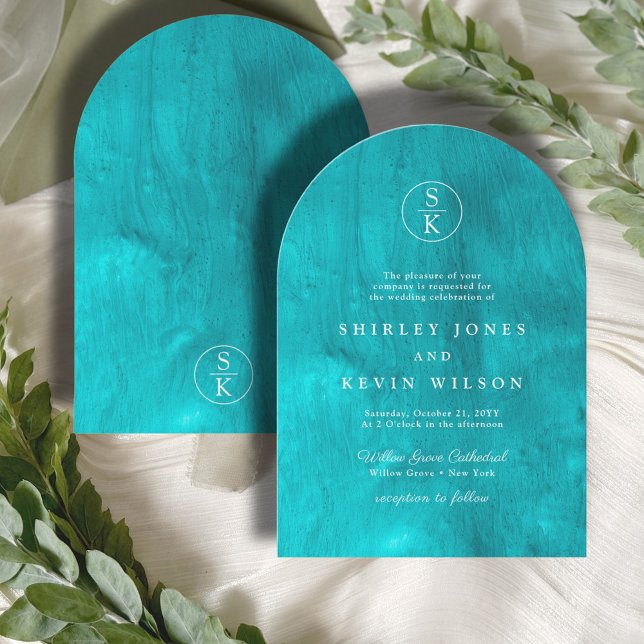 Invitación Elegante Boda del Arco Turquesa Turquesa de Agua V (Subido por el creador)