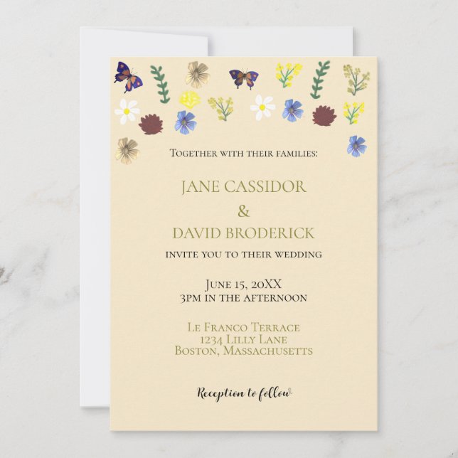 Invitación Elegante Boda del Boho Eggshell (Anverso)