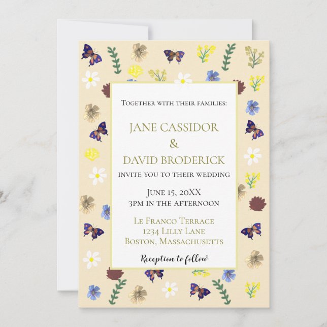 Invitación Elegante Boda del Boho Eggshell (Anverso)