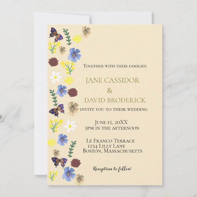 Invitación Elegante Boda del Boho Eggshell (Anverso)