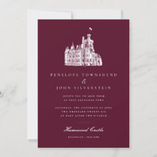 Invitación Elegante Boda del Castillo de Borgoña Vintage
