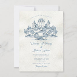 Invitación Elegante Boda del castillo de flores de toile fran