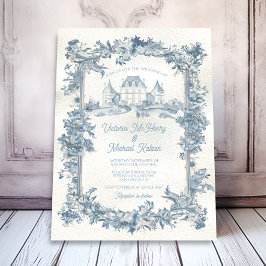 Invitación Elegante Boda del castillo de flores de toile fran