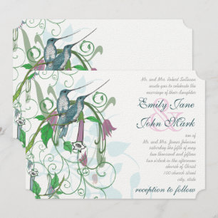 Invitación Elegante Boda del colibrí del jardín secreto