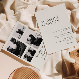 Invitación Elegante Boda del Collage verde de la foto de la s