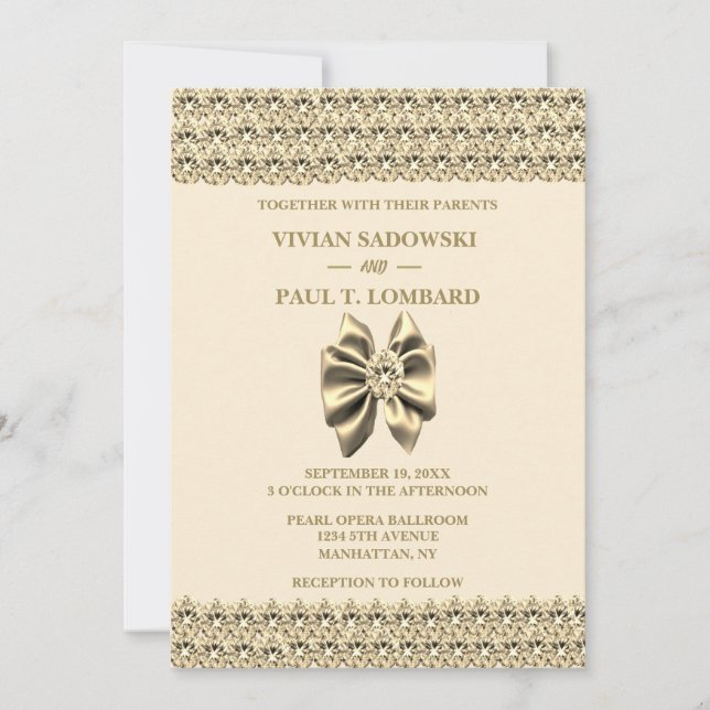 Invitación Elegante Boda del Diamante de Oro Champagne (Anverso)