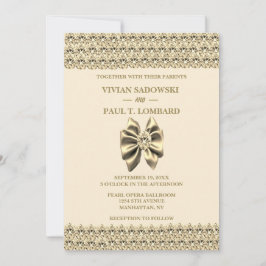 Invitación Elegante Boda del Diamante de Oro Champagne