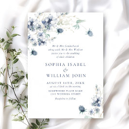 Invitación Elegante Boda del Foliage de Invierno Dusty Blue B