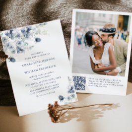 Invitación Elegante Boda del Foliage de Invierno Dusty Blue B