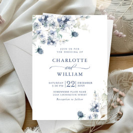 Invitación Elegante Boda del Foliage de Invierno Dusty Blue B