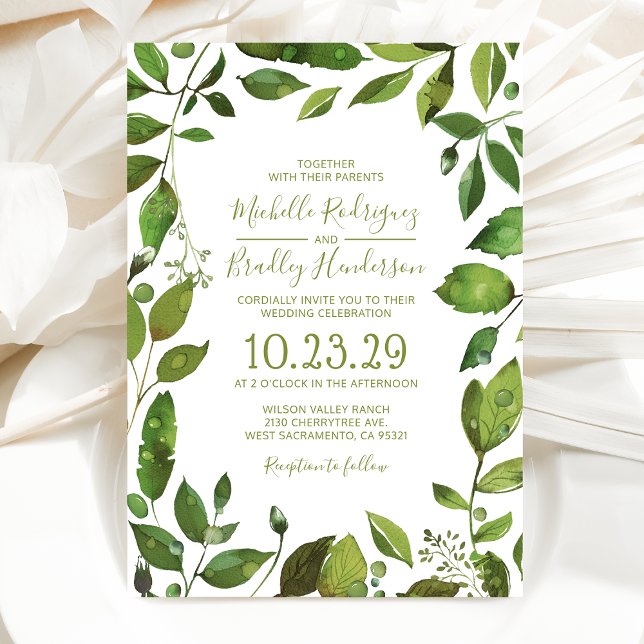 Invitación Elegante Boda del follaje botánico (Subido por el creador)