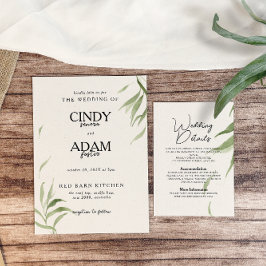 Invitación Elegante Boda del follaje de la vegetación y el po