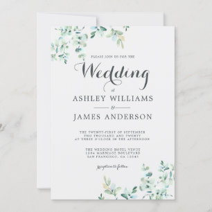 Invitación Elegante Boda del follaje eucalipto moderno