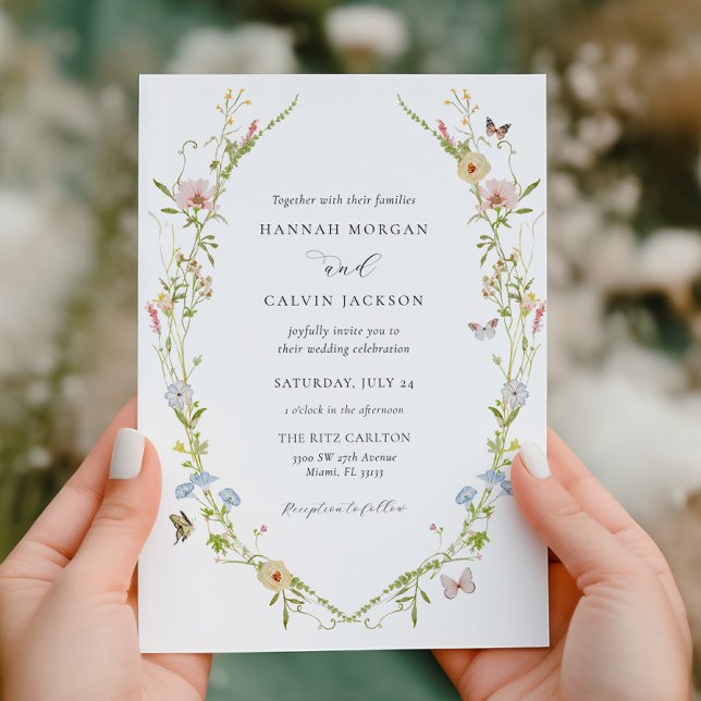 Invitación Elegante Boda del Jardín de Flores Silvestres (Subido por el creador)