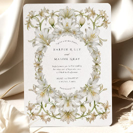 Invitación Elegante Boda del Jardín Lirio Blanco