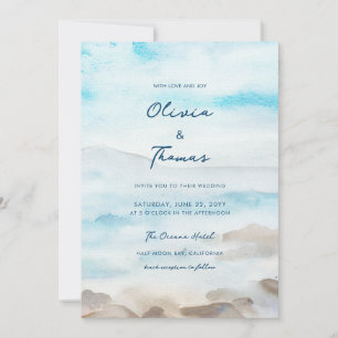 Invitación Elegante Boda del Lago Océano Mar Rocoso Mist