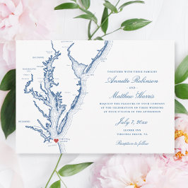 Invitación Elegante Boda del mapa de Virginia Beach