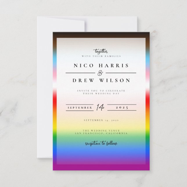 Invitación Elegante Boda del Orgullo LGBTQ+ (Anverso)