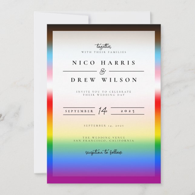 Invitación Elegante Boda del Orgullo LGBTQ+ (Anverso)