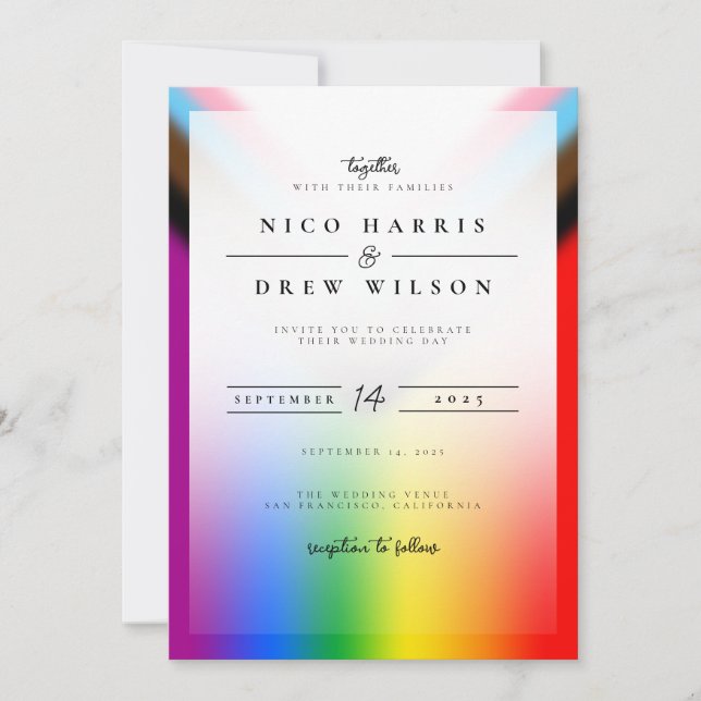 Invitación Elegante Boda del Orgullo LGBTQ+ (Anverso)