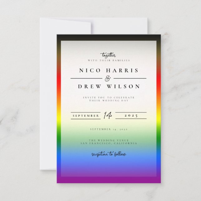 Invitación Elegante Boda del orgullo LGBTQ+ BIPOC (Anverso)