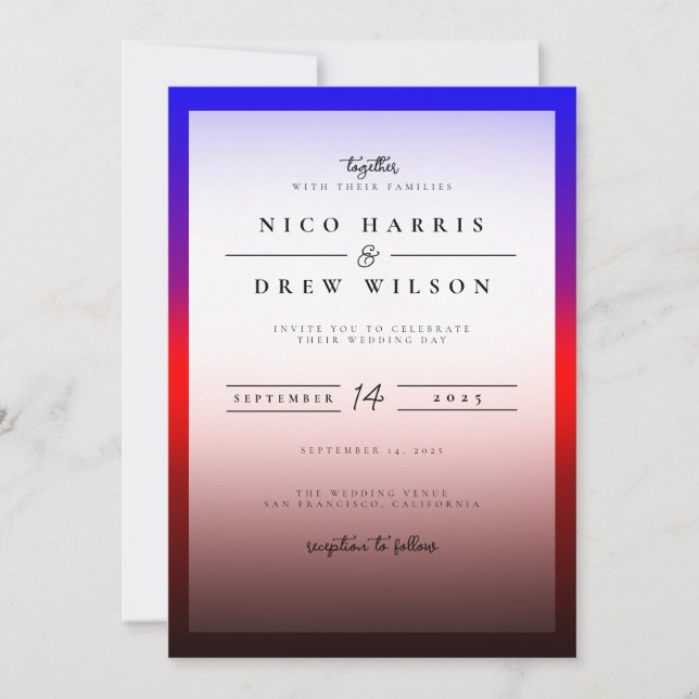 Invitación Elegante Boda del Orgullo Político (Anverso)