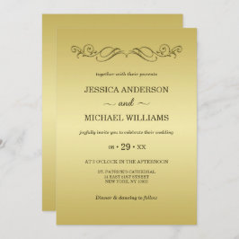 Invitación Elegante boda del Ornate Gold de lujo