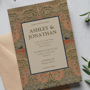 Invitación Elegante Boda del patrón Morris Peacock & Dragon