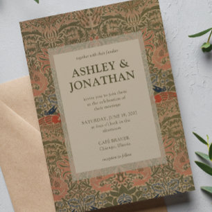 Invitación Elegante Boda del patrón Morris Peacock & Dragon