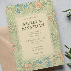 Invitación Elegante Boda del patrón William Morris Larkspur