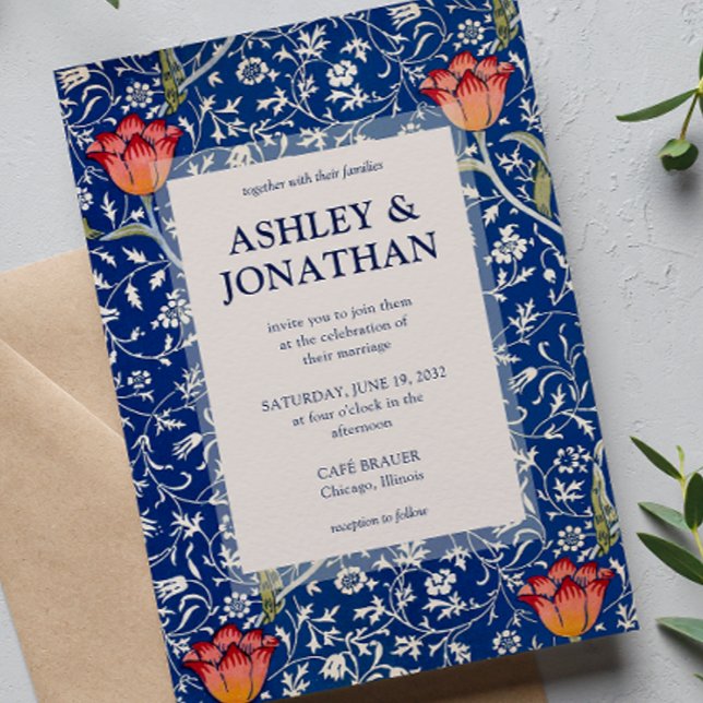 Invitación Elegante Boda del Patrón William Morris Medway (Subido por el creador)