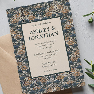 Invitación Elegante Boda del Patrón William Morris Peony